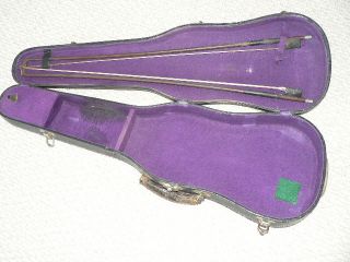 Vintage Violin Bows In Old 4/4 Case $9 Nr photo