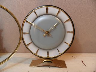 Mid Century Bauhaus Brass Table Clock Karl Lauffer / Schwenningen photo
