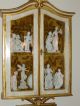 Florentine Curio Cabinet Gilt Wood/painted Cut Velvet 1940 ' S Lighted Glass Doors 1900-1950 photo 8