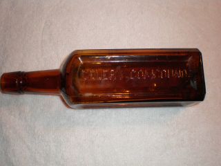 Antique Amber Glass Paine ' S Celery Compound Long Neck Bottle 9 3/4 