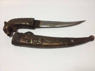 Tiger - Head Sword Knife Sheath Antique Ancient Chinese Handmade photo