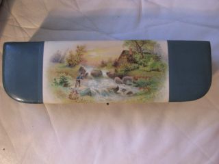 Antique Victorian Edwardian Fishing Hunting Cottage Woods Celluloid Vanity Box photo
