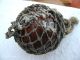 Rare Knob Marked 4+1/2 Inch Tall Nw Glass Company Glass Float Amber Ball (401) Fishing Nets & Floats photo 3