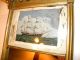 Antique Maritime Folk Art Painting W/ Mirror Wood Frame Americana Seascape Folk Art photo 4