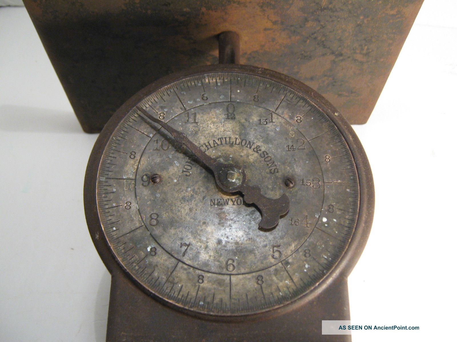 John Chatillon & Sons Brass Face Scale Unusual Capacity Overlaps Up To 16 Lbs. Scales photo