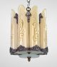 Art Deco Antique Chandelier Lantern Slip Shade Slipper Shade Vintage Silver Chandeliers, Fixtures, Sconces photo 1