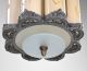 Art Deco Antique Chandelier Lantern Slip Shade Slipper Shade Vintage Silver Chandeliers, Fixtures, Sconces photo 4