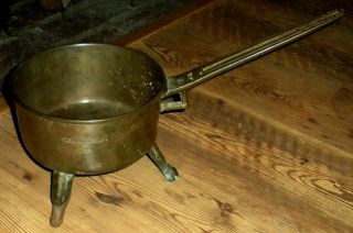 1762 New England Colonial Signed Bronze / Bell Metal Pot Make Do Repairs photo