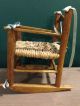 Primitive Vintage Wood Rush Weaved Woven Baby Doll Toy Rocking Rocker Chair Primitives photo 2