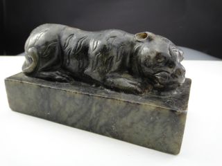Vintage Chinese Jade Tiger Seal Stamp Hand Carved Large With 3 Characters photo