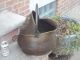 Antique Embossed Coal Scuttle Brass Belgium Bucket Ash Can Old Early Metalware photo 2