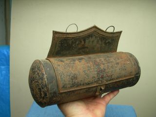 Antique Primitive Wall Mounted Tin Candle Stick Holder Case Hearth Display photo
