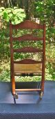 Delaware Valley 4 - Slat Ladder Back Rocking Chair,  Late 18th C Antique,  Rush Seat Pre-1800 photo 2