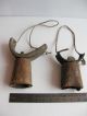 2 Old Rustic Cow Buffalo Elephant Rusty Metal Bells 649grams Thailand Asia Primitives photo 3