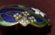 Antique Enamel And Brass Cloisonne Button,  Scalloped Blue W/flowers Early French Buttons photo 2