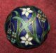 Antique Enamel And Brass Cloisonne Button,  Scalloped Blue W/flowers Early French Buttons photo 6