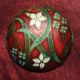 Antique Enamel And Brass Cloisonne Button,  Scalloped Red W/ Flowers Early French Buttons photo 5