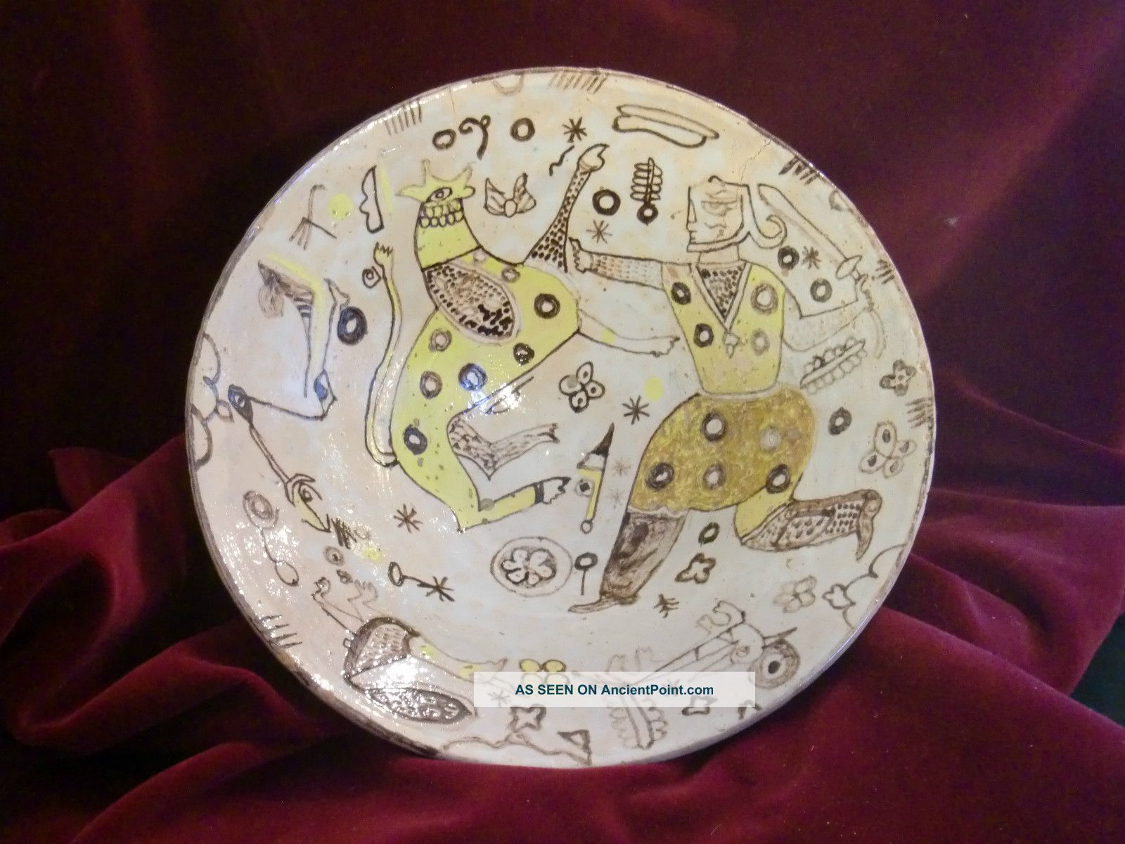 Museum Antique Nishapur Figural Pottery Ceramic Bowl Islamic Circa 10 - 13 Century Bowls photo