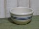 Primitive Vintage Stoneware Bowl With Blue Stripes Primitives photo 2