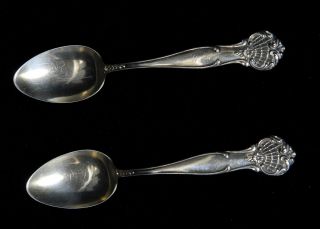1902 Antique Towle Silversmiths Sterling Pair Of Youth Spoons - Engraved photo
