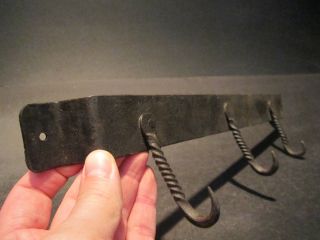 Primitive Antique Style Forged Iron Utensil Pot Herb Flower Wall Hook Rack photo