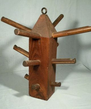 Rare Early American Wooden Hanging Candle Drying Rack photo