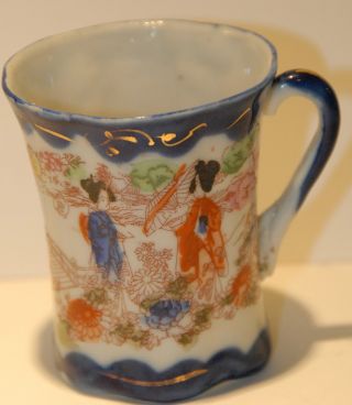 Antique Vintage Porcelain Geisha Themed Tea Sake Cup Eggshell Hand Painted Vgc photo