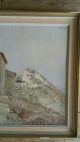 Fabulous Retro Framed Landscape Sunny Mountain Village Italy Oil Painting Signed Mid-Century Modernism photo 2