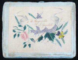 Antique Victorian Edwardian Pin Holder,  Case,  Hand Stitched Drawn,  Signed Sewing photo
