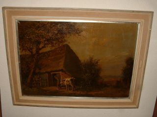 Very Old Oil Painting,  { Man With His Cow,  Signed H.  V.  Leeuwen 1890 - 1972 }. photo