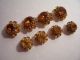 8 Antique Yellow Glass Rhinestone Buttons - All Sets Intact - No Damage Buttons photo 4