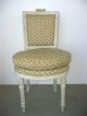 Vintage French Provincial Chic Shabby Accent Chair Sage & White Fabric Hog Hair Post-1950 photo 11