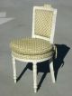 Vintage French Provincial Chic Shabby Accent Chair Sage & White Fabric Hog Hair Post-1950 photo 1