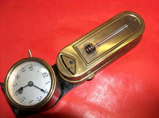 Vtg Old Minneapolis Polished Brass Heat Regulator Art Deco Clock Thermostat photo