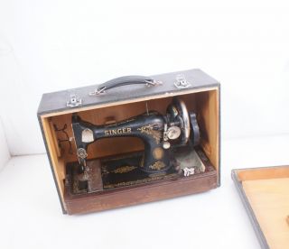 Singer Sewing Machine Bent Wood Case Carrying Case Suitcase 99 128 28 photo