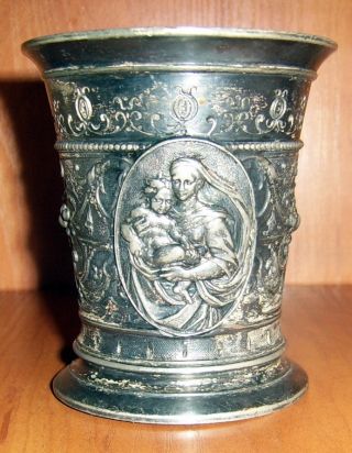 Wmf Art Nouveau Silverplated Cup With Religious Ornaments photo