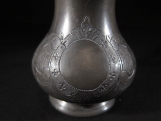 Antique English Pewter Milk Jug With Floral Pattern photo