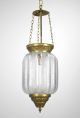 Art Deco French Pendant Chandelier Bell Jar Brass Etched Glass Restored French Chandeliers, Fixtures, Sconces photo 6