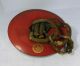D242: Real Old Japanese Lacquered Samurai Military Hat Jingasa With Wave Pattern Armor photo 2