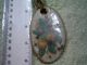 Vintage Primitive Ceramic Transfer Pattern Key Chain Pears And Butterfly 3 1/2 
