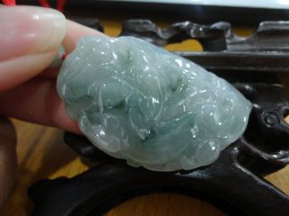 Chinese 100% Natural Ice Green Grade A Jade Jadeite Pendant/house Lizard Leaf photo