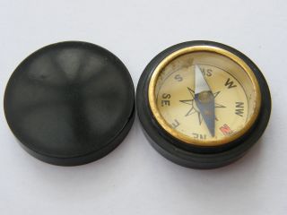 Vintage - Rare - Black Bakelite Cased/brass Bezeled Compass - Circa 1920 ' S photo