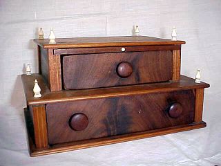 Antique Wooden Sewing Box,  Handmade,  Signed photo