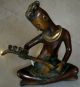 Vintage Classical Maroon Red Musician Folk Bronze Metal Art Sculpture India Gift India photo 2