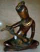 Vintage Classical Maroon Red Musician Folk Bronze Metal Art Sculpture India Gift India photo 3