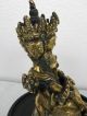 Antique Chinese Tibetan Gold Gilt Bronze 3 Head,  6 Arm Buhhda Signed : 7 