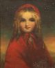 Antique American Hudson School Young Girl Sunset Portrait Folk Art Oil Painting Folk Art photo 1