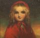 Antique American Hudson School Young Girl Sunset Portrait Folk Art Oil Painting Folk Art photo 2
