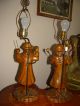 Vtg French Wooden Wood Stasack? Fisherman?figurine Table Lamps Light Fixture Old Chandeliers, Fixtures, Sconces photo 9