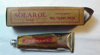 Old Solarol Sunburn Cream In Tube & Box Frontier Drug Co Quarryville Pa photo
